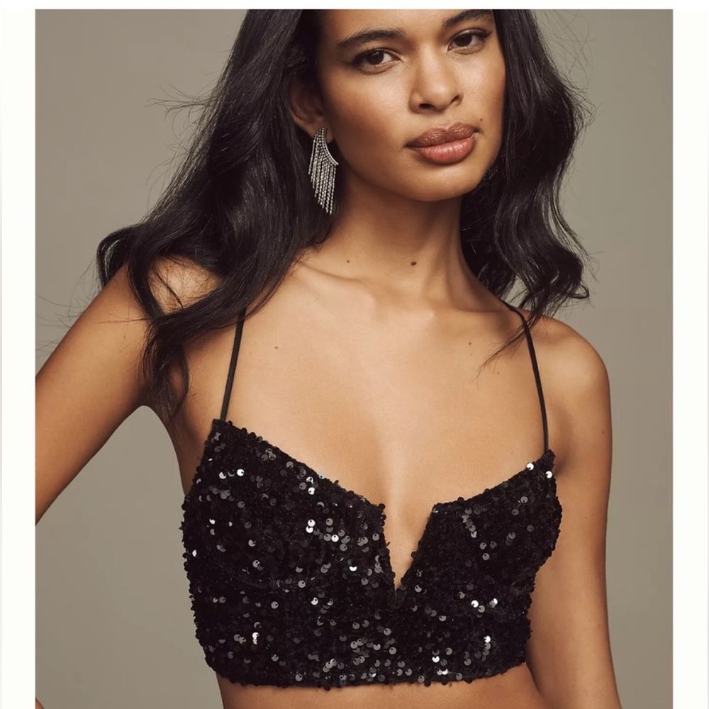Anthropologie Sequin Crop Top Size L